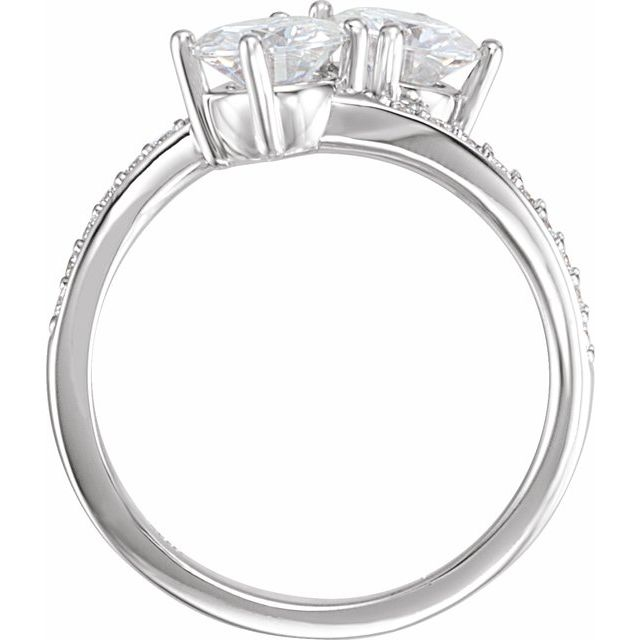 14K White 6 mm Forever One™ Colorless Lab-Grown Moissanite & 1/6 CTW Natural Diamond Engagement Ring